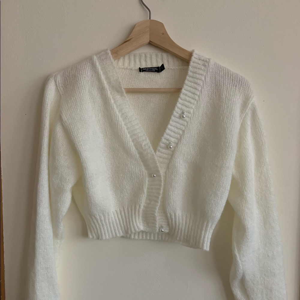 Nasty gal cropped sweater with pearl buttons